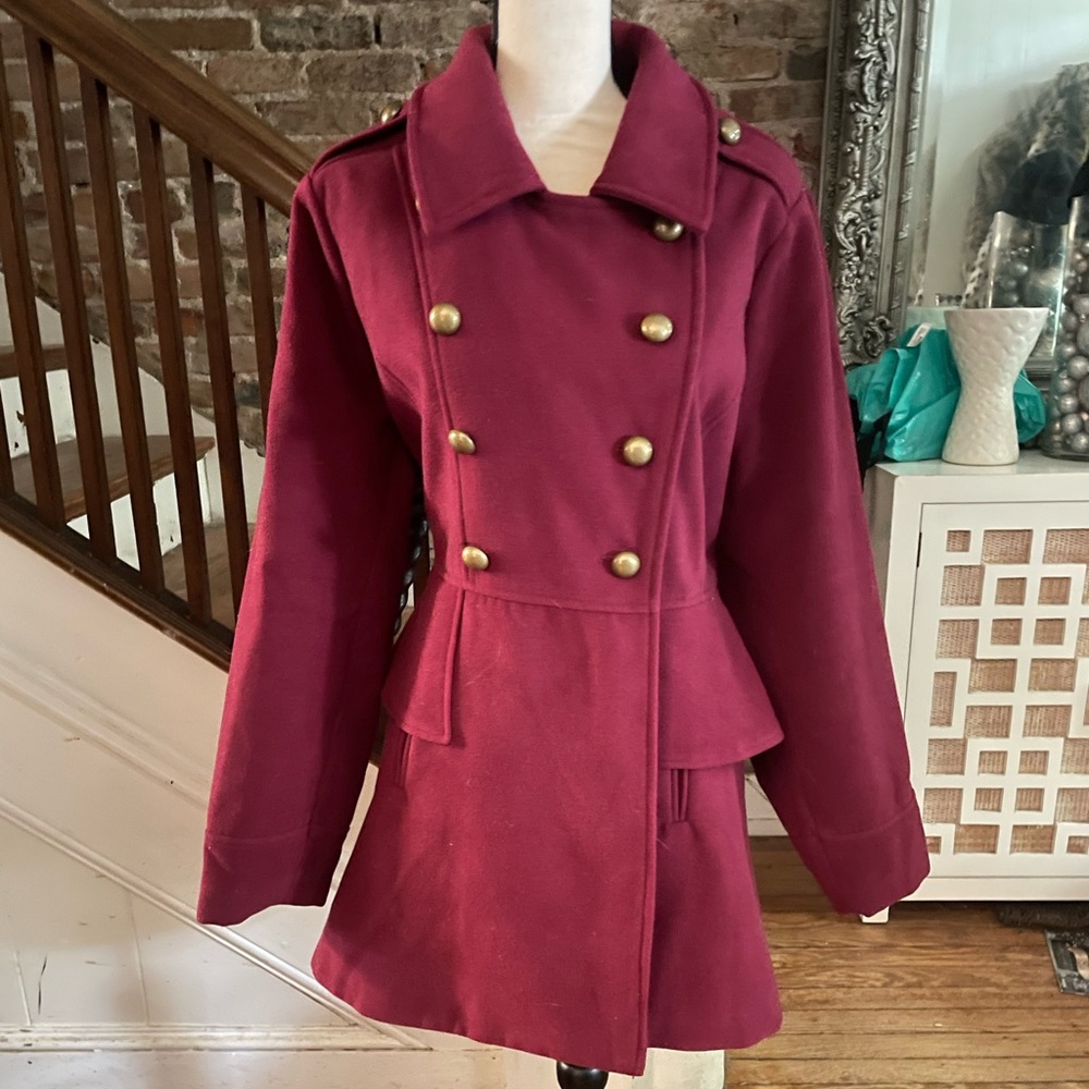 Cute maroon/magenta peplum coat-never worn